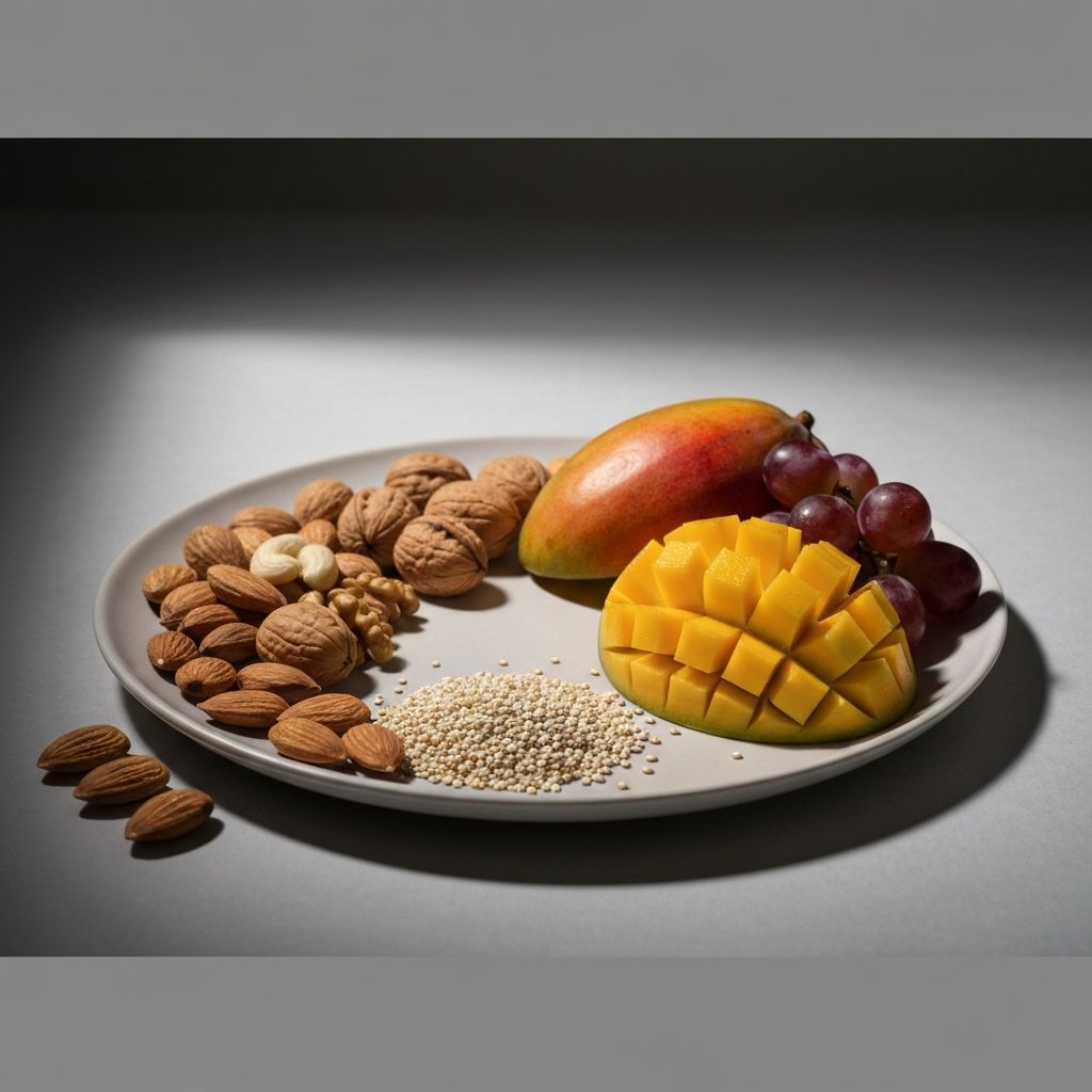 Natural foods arranged with scientific detail